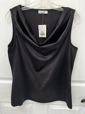 Erin Blair NWT Black Cowl Neck Sleeveless Top XL Stretch Corpcore Office Siren